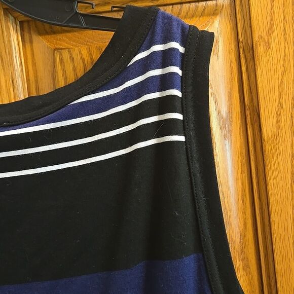 Old Navy Xl Womens Dress Black Navy and White Stripes Sleeveless Summer Swing - Picture 8 of 16